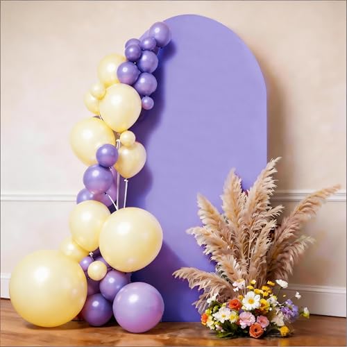6.6 FT Arch Backdrop Cover Lavender Stretchy Polyester Spandex Round Top Chiara Backdrop Covers for Wedding Party Birthday Anniversary Reception Bridal Shower Decoration - color: Lavender, size: 6.6 FT