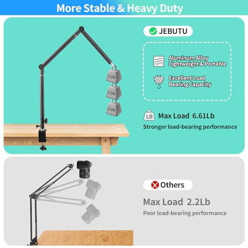 Heavy Duty Overhead Camera Desk Mount Stand 14.5"-41" with 1/4" Screw, 3-Section 360°Rotatable Detachable Articulating Boom Arm with Enlarged Handle C Clamp, Tabletop Light Stand for Streaming Vlog - color: DTMS05