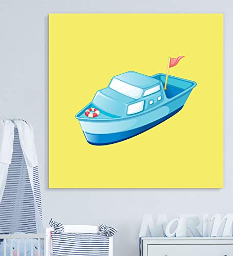wall26 - Square Canvas Wall Art - Little Yacht - Kid's Room/Nursery Wall Art Vibrant Color & Ready to Hang - 12x12 inches - color: Artwork - 10, size: 12"L x 12"W