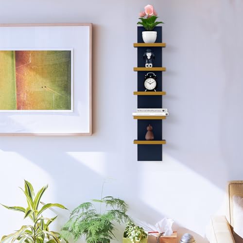 Homaterial 5 Tier Wall Shelf Unit, Decorative Wall Mount Vertical Shelving,Modern Column Floating Shelves for Bedrooms, Bathrooms 5.5" x 7.2" x 31"(Blue) - color: Blue, size: 5 Tier|31" Height