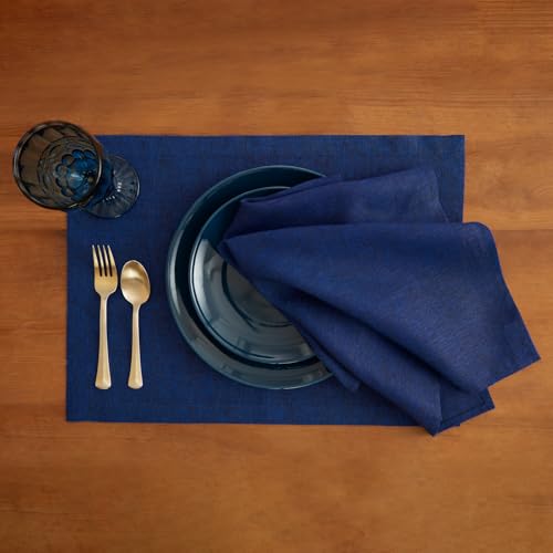 Solino Home Linen Napkins Set of 4-100% Pure Linen Royal Blue Dinner Napkins Cloth 20 x 20 Inch - Athena, Handcrafted and Machine Washable - color: 09: Royal Blue, size: 20" x 20" (Set of 4)