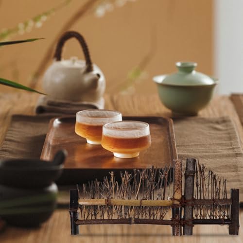 Wakauto Sushi Fence Decor - Natural Bamboo Mini Fence for Food Photography, Japanese Plates, Charcuterie Boards, Sashimi & Appetizer Displays | Tea Ceremony & Tabletop Decoration Props