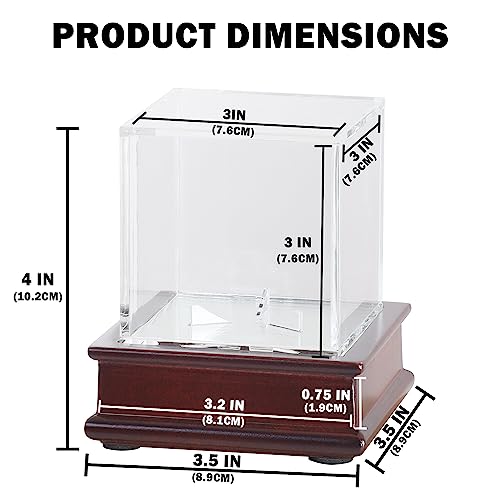 DisplayGifts Baseball Display Case Wooden Lacrosse Ball Stand 98% UV High Protection All-Sides Closure Cube for a Home Run or Autographed Ball Cherry Finish Bottom - color: Cherry
