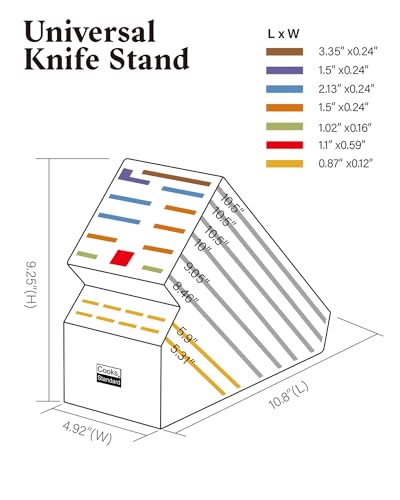 Cooks Standard Bamboo Knife Storage Block without Knives, 20 Slot Universal Knife Holder Countertop Butcher Block Knife Stand for Easy Kitchen Storage - color: Bamboo, size: 20 Slot