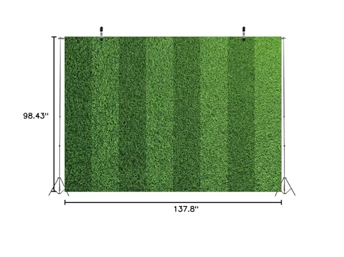 BELECO 12x8ft Fabric Green Grass Lawn Backdrop Football Stadium Soccer Field Sports Game Lawn Background for Party Decorations Photo Studio Props - size: 12x8FT