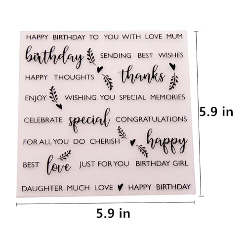 Happy Birthday Blessings Background Pattern Plastic Embossing Folder, 3D Textured Impressions Greetings Embossing Folder Template for Card Making Scrapbooking Paper Craft Album Stamps DIY Décor - color: Happy Birthday Blessings Greetings