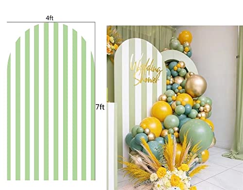 FiVan Arch Covers Stretchy Green Stripes Backdrop for Birthday Baby Shower Party Decoration 2.6x6ft Baptism Background Props - color: NO-411, size: 2.6x6ft(78x180cm)