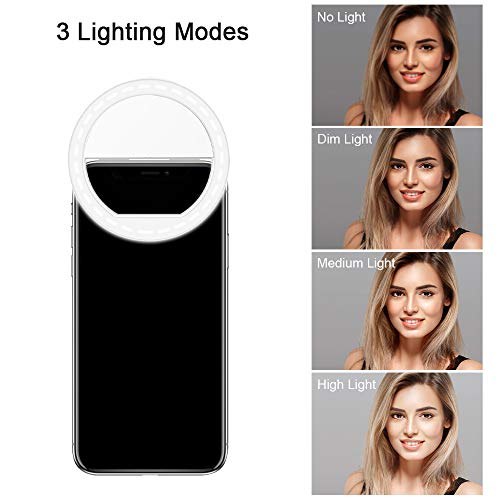 Selfie Ring Light, QIAYA Portable Clip Selfie Light with 36 LED for Smart Phone Photography, Camera Video