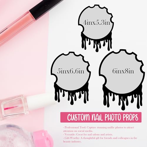 Custom Nail Photo Props, Acrylic Nail Picture Props Personalized Logo Nail Tech Decor Plate Nailfie Disk with Social Media Salon Nail Display Stand Nail Polish Display Gifts for Nail Artist - color: Design 3