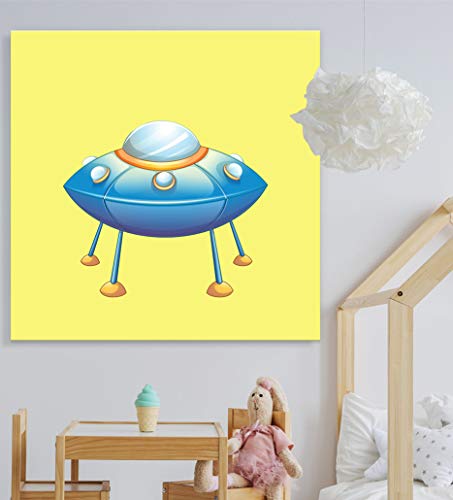 wall26 - Square Canvas Wall Art - UFO Spacecraft - Kid's Room/Nursery Wall Art Vibrant Color & Ready to Hang - 12x12 inches - color: Artwork - 06, size: 12"L x 12"W