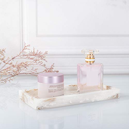 Emibele Jewelry Organizer Resin Tray, Bathroom Kitchen Dresser Vanity Tray Jewelry Dish Ring Cosmetic Organizer for Candle Perfume Soap Shampoo Small Plant Home Decor, Mini Size - Ink Khaki - color: Ink Khaki, size: 7.7" x 3.9" x 0.8"