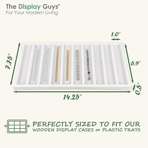 TheDisplayGuys For Your Modern Living 2-Pack 10-Compartments Vertical Flocked Velvet Jewelry Display Inserts - Tray/Case Liners - Bracelet Necklace Storage, (White) by The Display Guys - color: White, size: Compartments - 10