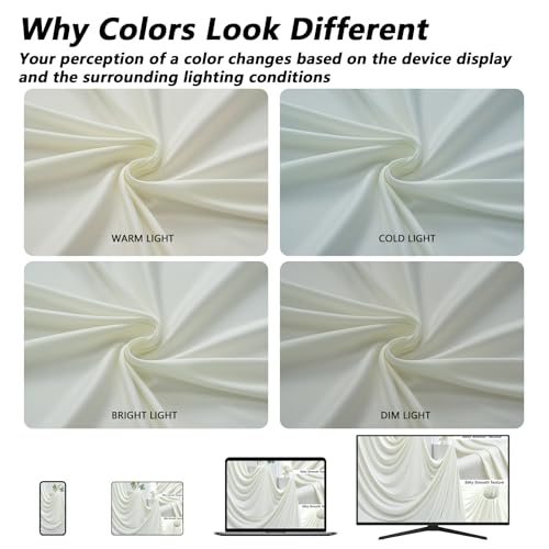 20ft×12ft Ivory Backdrop Curtain for Wedding Parties, 4 Panels Wrinkle Free Polyester Photo Backdrop Drapes Back Drop Cloth for Birthday Photography Background - color: Ivory, size: W5' x H12'(4 panels)