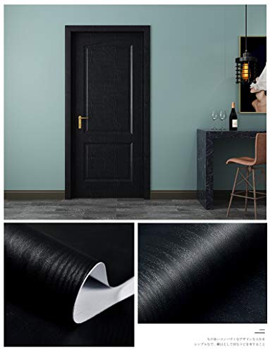 Black Wallpaper - Wood Peel and Stick Wallpaper – Black Wood Self-Adhesive & Removable Wall paper for Countertop Furniture Kitchen Wall, Countertop Contact Paper, Easy to Clean, 17.7” × 118” Vinyl - size: 17.7" x 197"