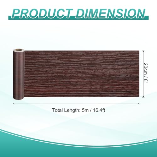 HARFINGTON Wood Grain Wallpaper Border 8" x 16.4ft PVC Self-Adhesive Textured Frame Sticker Waterproof Wall Decorative Wallpaper for Floor Door Table Cabinets Desk, Red Wood - color: Red Wood, size: 8" x 16.4ft