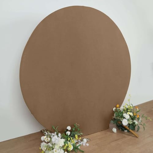 Efavormart 7.5ft Taupe Round Spandex Backdrop Cover, Double Sided Circular Arch Stand Slipcover for Transitional Decor and Modern Minimalist Events - color: Taupe, size: Round
