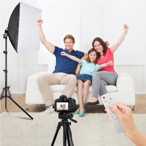 Andoer Softbox Photography Lighting Kit 16'' x 16'',85W Studio Lights for Photography and Live with 3000K-7500K Bi-Color LED Light, 40x40cm Soft Box,1.7m Light Stand,Remote Control,and Carry Bag