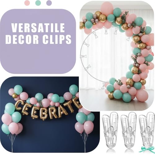 20 Pack Clear Plastic Clips - Multi-Purpose Spring Clamps for Laundry Clothespins, Balloon Arch Decoration, Photo Backdrop, Home Office - 2.4" Transparent Grip Clips