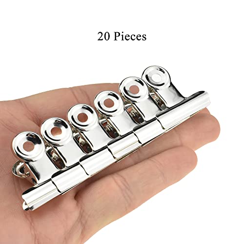 HAHIYO 1.25inch Silver Bulldog Clips Metal File Hinge Binder Clips Clamps Save Space Strong Spring Jaws Rock Solid Grip Book Lay Flat Deburred Edge for Hang Photos Wall Grid Dog Food 20PCS - size: Silver-1.25in-20P
