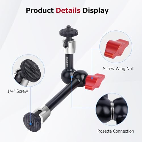 9" Cold Shoe Magic Arm with 360° Ball Joint, Extended Stainless Steel Friction Arm for Camera Cage Rig, LED Panel, Monitor Mount – Vlog Studio Photography-87002 - size: 9" Magic Arm