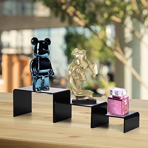 Hedume Set of 9 Black Acrylic Display Risers, Jewelry Display Riser, Product Display Stand for Figures, Buffets, Dessert, Cupcakes, Candy, Jewelry and Collectibles