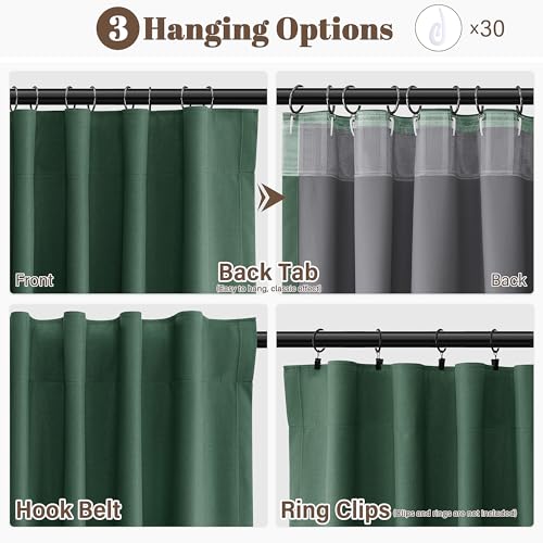 Green Linen 100% Blackout Curtains 120 Inches Long 2 Panels Set Modern Room Darkening Black Out Thermal Insulated Noise Cancelling Patio Door Bedroom Dining Room Back Tab Hook Belt 52x120 10Ft - color: Green, size: 52"W x 120"L (Pack of 2)