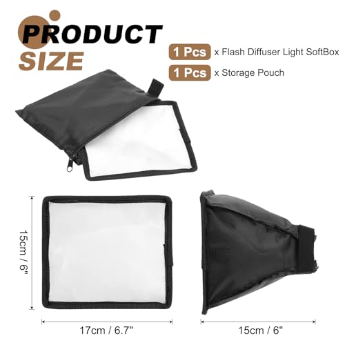 PATIKIL 6" x 6.7" Flash Diffuser Light SoftBox, Universal Collapsible Flash Diffuser with Storage Pouch for SB-5000 SB-700 SB-300 SB-900 SB-910 SB-600 SB-4, Black - size: 6" x 6.7"