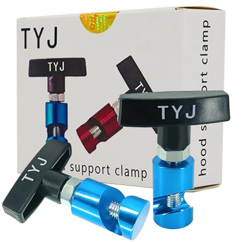 Hood Strut Clamp Hood Prop Rod Tool Up to Dia.3/8”Aluminum Alloy Lift Support Clamp with Brass Core Protection Car Hood Holder Car Hood Prop Spark Plug Gap (Blue)