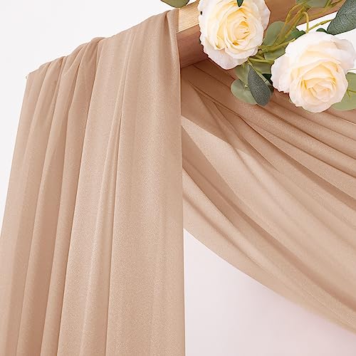 MLMC Nude Wedding Arch Draping Fabric 1 Panel 29" x 20 FT Extra Long Gauze Drapes Sheer Backdrop Curtains 6.6 Yards Outdoor Drapery Panels for Wedding Anniversary Ceiling Decoration - color: Nude