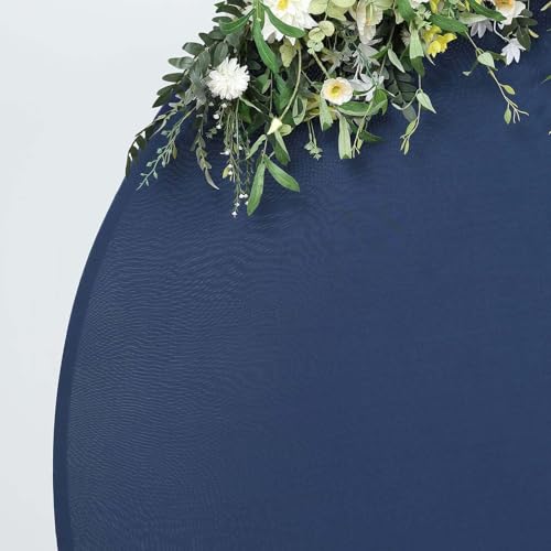 Efavormart 7.5ft Navy Blue Round Spandex Backdrop Cover, Double Sided Snug Fit Circular Arch Slipcover for Wedding Ceremonies and Photography Backgrounds - color: Navy Blue, size: Round