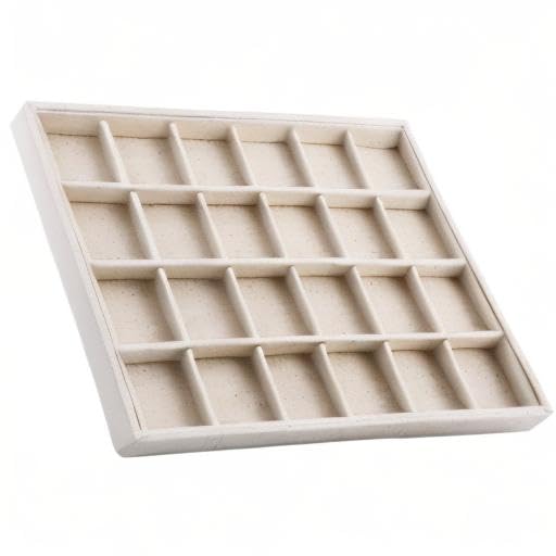 Oirlv Stackable Linen Jewelry Tray Adjustable 24 Grid Jewelry Storage Case for Drawer or Showcase - size: 24 Grids