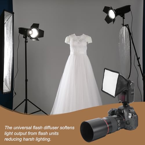 PATIKIL 6" x 6.7" Flash Diffuser Light SoftBox, Universal Collapsible Flash Diffuser with Storage Pouch for SB-5000 SB-700 SB-300 SB-900 SB-910 SB-600 SB-4, Black - size: 6" x 6.7"