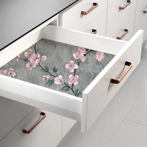 Floral Peel and Stick Wallpaper Flower Tree Contact Paper A Set of 17.5"x300" Self Adhesive Removable Modern Grey Wall Paper Decorative Wall Covering Countertop Vinyl Film Roll - color: Gray, size: 17.5" x 300"