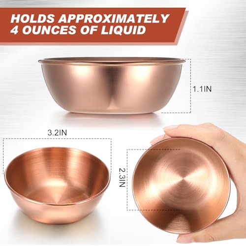 Tanlade 50 Pcs Metal Sauce Bowls 3.2 Inch Round Stainless Steel Seasoning Dishes Cups Mini Saucers Plates Small Sushi Dipping Bowls for Prep Ramekins Kitchen Party Supplies(Rose Gold) - color: Rose Gold