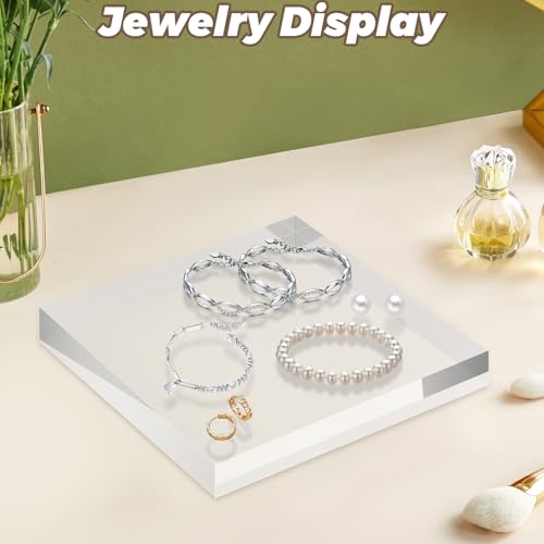 1 Pack 8 x 8 x 1 Inch Acrylic Block for Display, Acrylic Base Stand, Clear Polished Acrylics Cube, Trophy Base Jewelry Display Stand Pedestal Stand for Collectibles Jewelry Props Plant Display