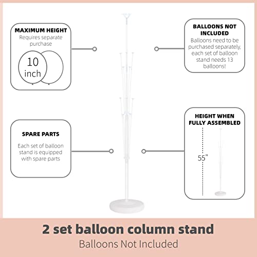 Balloon Column Stand Kit Set of 2 - Balloon Tower with Stand, Base, and Pole,Backdrop Decoration for Wedding, Baby Shower, Birthday Party, or Bachelorette Parties (No balloon) - color: Translucent