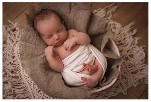 Newborn Photography Props Baby Photoshoots Photo Posing Macrame Rug Backdrop (Beige) - color: Beige