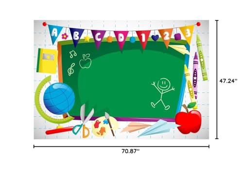 Leyiyi 6x4ft Polyester Photography Background Welcome to Kindergarten Backdrop ABC Letters Blackboard Watercolor Pen Paper Airplane Globe Back to School Themed Party Backdrops Banner - color: Green, size: 6x4ft-Polyester
