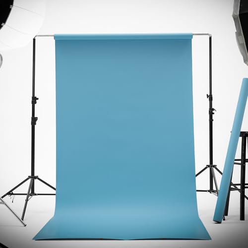 Kate Seamless Paper Backdrop for Photography Solid Blue Backdrop Paper (53''x16.4' Lite Blue) - color: Lite Blue, size: 53''x16.4'