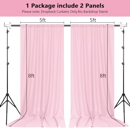 MEETSKY Pink Backdrop Curtain for Parties Valentine's Day Pink Photo Curtains with Rod Pockets Backdrop Drapes Privacy Fabric Decoration for Wedding Birthday Gril Party Home Decor, 5ft x 8ft, 2 Panels - color: Baby Pink, size: 60"W x 96"L (Pack of 2)