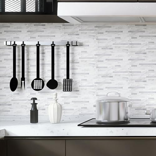 Peel and Stick Backsplash for Kitchen | Self-Adhesive Metal Silver White Marble Subway Tiles | Decorate Kitchen Laundry Fireplaces, 10PCS - color: Metal Silver White