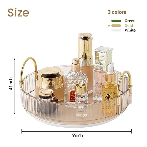 360 Rotating Makeup Organizer for Vanity, Skincare Perfume Organizers and Storage for Bathroom Countertop, Clear Counter Make Up Cosmetics Lipstick Spinning Holder for Dresser,1 Tier,Gold - color: Amber Gold, size: Standard-1 Tier