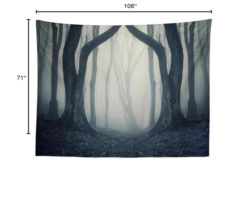 BELECO 9x6ft Fabric Dark Misty Woods Halloween Spooky Forest Backdrop for Photography Magic Grove Vampire Evil Trees Background Witch Wizard Sorcerer Ghost Theme Party Decorations Banner Photo Props - size: 9x6FT
