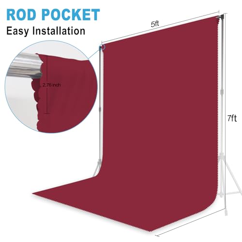 5x7ft Burgundy Cloth Photography Backdrop Solid Color Photo Background Video Props LY666 - color: Burgundy, size: 5X7 FT