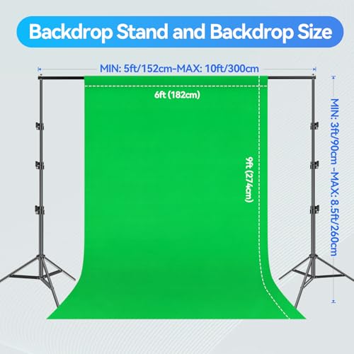 EMART 8.5X10 FT Green Screen Backdrop Kit, Photography Umbrella with 5500K Bulbs, 6X9 FT Green Backdrop with Spring Clamps, Professional Photography Lighting kit for Studio, Portrait, Video Shooting - color: Green, size: 8.5*10ft Stand/6*9ft Backdrop
