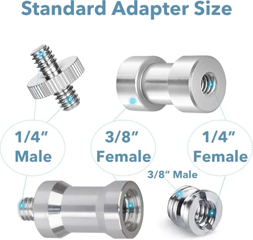 Standard Metal Male Convertor Threaded Screw Adapter Spigot Stud for Studio Light Stand, Hotshoe/Coldshoe Adapter, Ball Head, Wireless Flash Receiver, Trigger (20 PCS Camera Screws Mount Set) - style: 20 PCS Camera Screws Mount Set