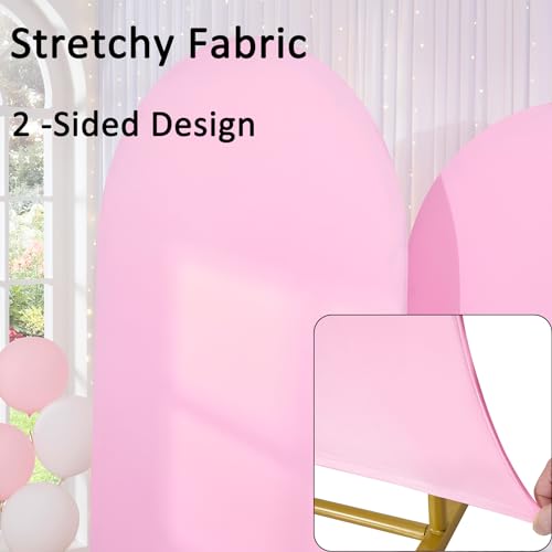 Baby Pink Spandex Arch Backdrop Cover Set of 3 (7.2FT,6FT,6FT), 2-Sided Round Top Chiara Fitted Wedding Arch Cover Backdrop for Wedding Girls Birthday Party Arch Stand Decoration - color: Baby Pink, size: 7.2ft 6.6ft 6ft