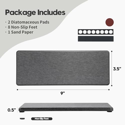 Razborci 2PCS Bathroom Trays, Water Absorbing Diatomite Stone Quick Drying Mat for Kitchen Counter, Dish Rack Soap Dispenser Sponge Holder Caddy Sink Vanity Organizer, Dark Gray Slate,9"x3.5" - color: 2 Pack - Charcoal Gray, size: 9" X 3.5"