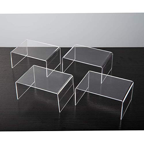 BYCY Clear Acrylic Riser lot of 10 for Jewels, Cupcakes, Tea Sets, Clear Cupcake Stand for Small Toys and Cosmetics (10P-2*3*4)