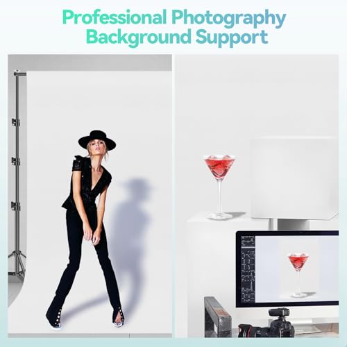 EMART Portable Photography Backdrop Stand Kit 8.5 x 10 ft with 10 x 12 ft White Backdrop, Adjustable Background Support System for Photo Video Studio, Photoshoot, Party, Live Game, Interviews - size: 8.5*10ft Stand/10*12ft Backdrop